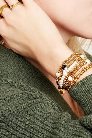 Armband big pearl Gold Edelstahl h5 Bild2