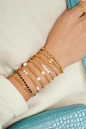 Bracelet Pearl Beads  Gold Stainless Steel h5 Immagine2