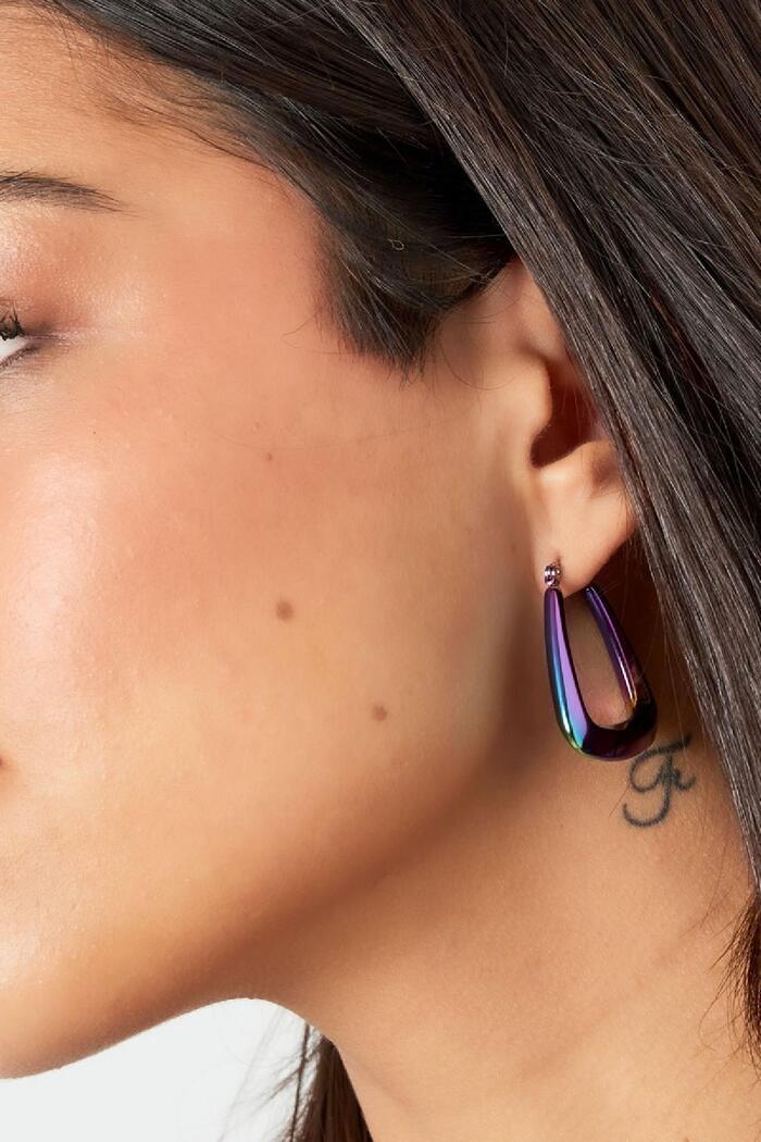 Boucles d'oreilles triangle holographique Bleu & violet Acier inoxydable Image3