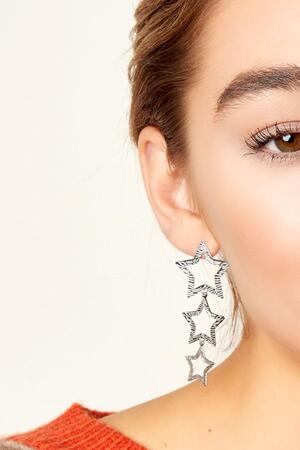 Star earrings with pattern Gold Stainless Steel h5 Picture3