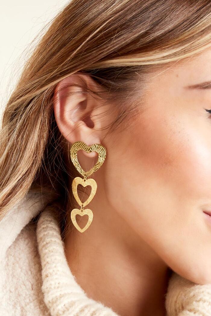 Heart earrings with pattern Gold Stainless Steel Picture2
