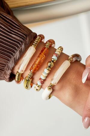 Armband met multi kleuren stenen kralen - Natuurstenen collectie Green & Gold Stone h5 Afbeelding3