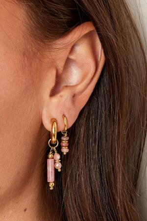 Boucles d'oreilles avec breloques en pierre Marron Acier inoxydable h5 Image3