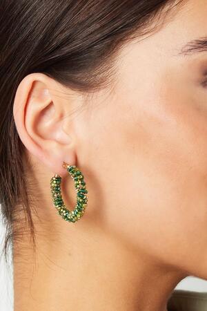 Earrings decorated with glass beads Green Stainless Steel h5 Picture4