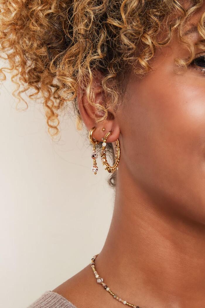 Boucles d'oreilles créoles avec perles colorées Acier inoxydable Image3