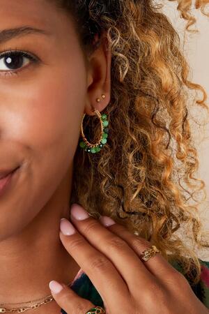 Boucles d'oreilles créoles avec grosses perles colorées Acier inoxydable h5 Image4