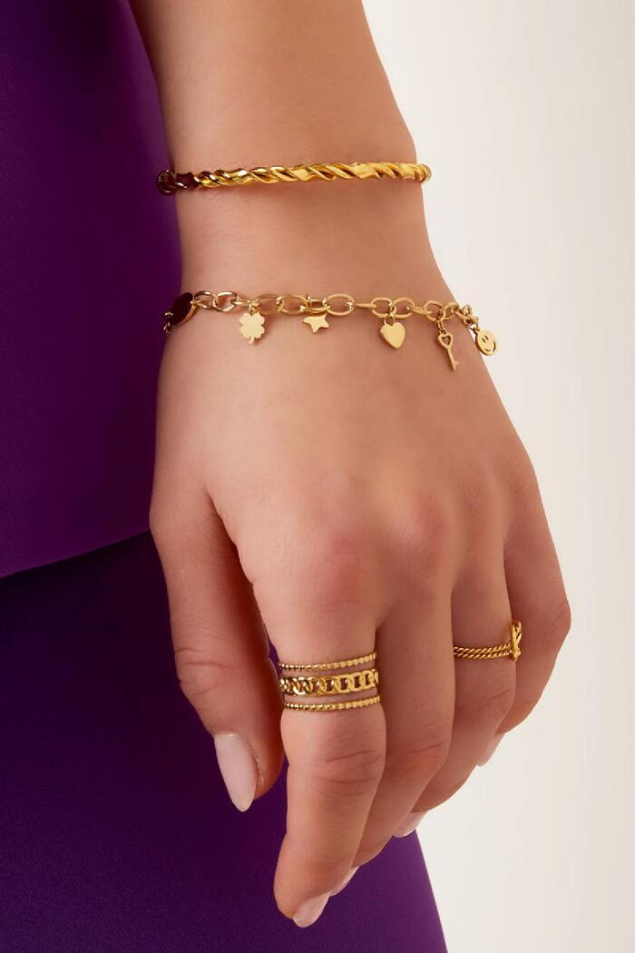 Bracciale con charms Gold Stainless Steel Immagine2