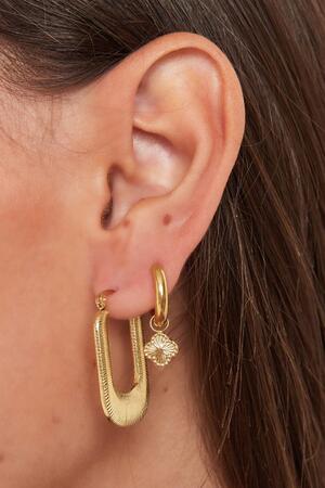 Boucles d'oreilles trèfle avec motif Argenté Acier inoxydable h5 Image2