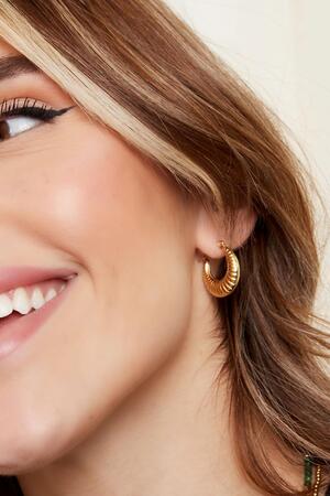 Earrings basic with print Gold Stainless Steel h5 Picture3
