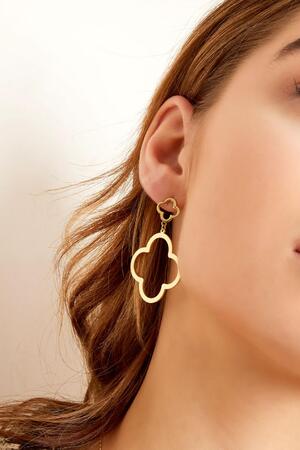 Earrings 2 clovers Gold Stainless Steel h5 Picture4