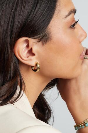 Ear studs half round basic Gold Stainless Steel h5 Picture2