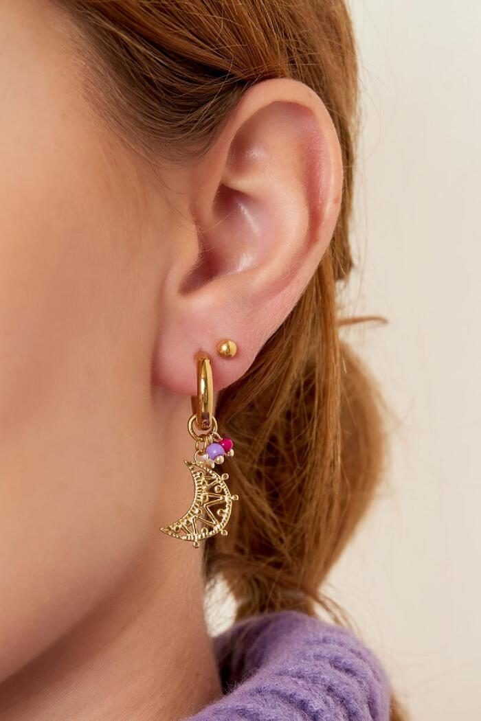 Boucles d'oreilles avec lune et perles Argenté Acier inoxydable Image3