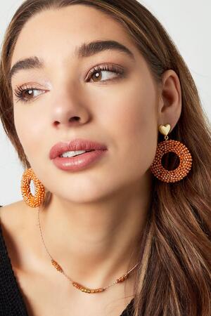 Ohrringe Perlen mit Herzdetail Orange & Gold Legierung h5 Bild4