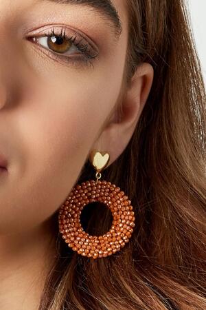 Earrings beads with heart detail Orange & Gold Alloy h5 Picture3