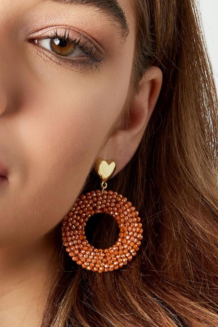 Boucles d'oreilles perles avec détail coeur Noir & Or Alliage Image3