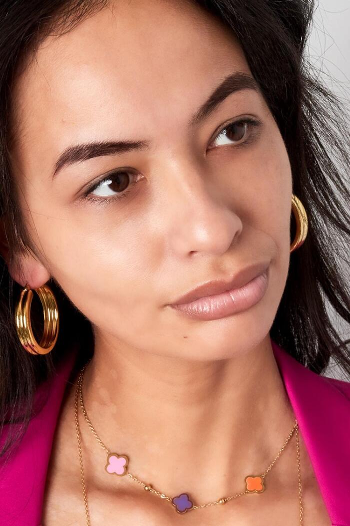 Ribbed hoop earrings Gold Stainless Steel Picture3
