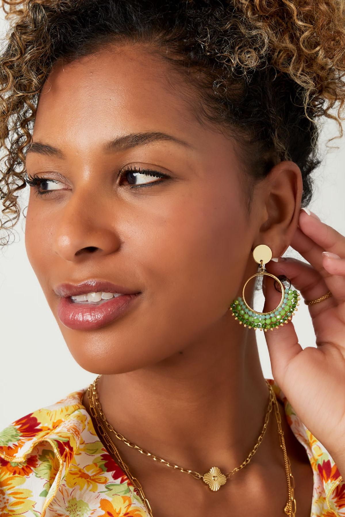 Boucles d'oreilles avec perles de cristal Noir & Or Cuivré Image2