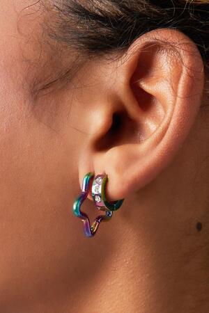 Earrings holographic with stones Multi Stainless Steel h5 Picture3