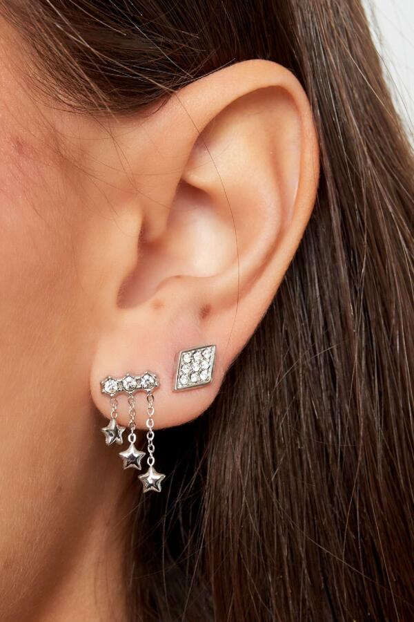 Ear studs diamond with stones Gold Stainless Steel