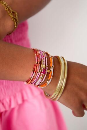 Armbanden set kralen kleurrijk Pink & Gold Stainless Steel h5 Afbeelding2