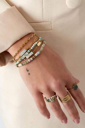Basic armbandje met steen - Natuurstenen collectie Blauw & Gold Stainless Steel h5 Afbeelding2