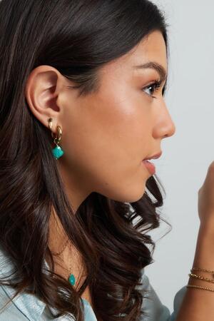 Boucles d'oreilles avec trèfle - Collection pierres naturelles vert paon Acier inoxydable h5 Image4