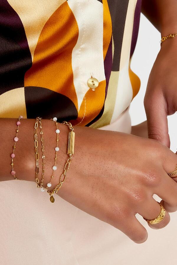 Armband drei Schichten mit farbigen Details Gold Edelstahl