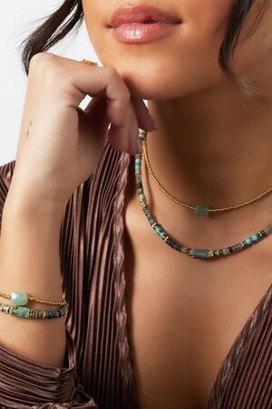 Bracelet perles party - Collection pierres naturelles Vert & Or Acier inoxydable h5 Image2