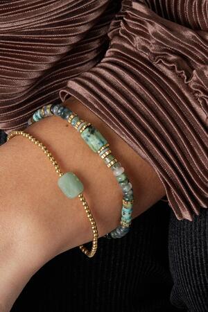 Bracelet perles avec grosse pierre - Collection pierres naturelles Rose & Or Acier inoxydable h5 Image3