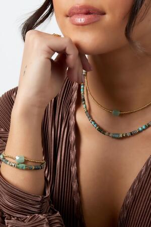 Bracelet perles avec grosse pierre - Collection pierres naturelles Rose & Or Acier inoxydable h5 Image2