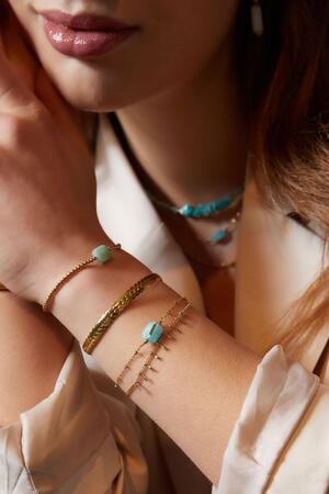 Bracelet perles avec grosse pierre - Collection pierres naturelles Rose & Or Acier inoxydable h5 Image4