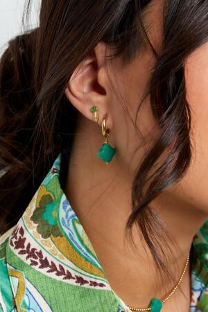 Earrings clover color - Natural stones collection Green & Gold Stainless Steel h5 Picture2