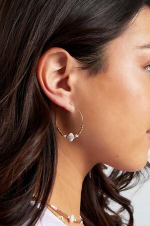 Boucles d'oreilles perlées trèfle - Collection pierres naturelles Acier inoxydable h5 Image3