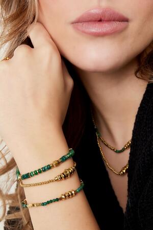 Bracelet basic stones Green & Gold Hematite h5 Picture2