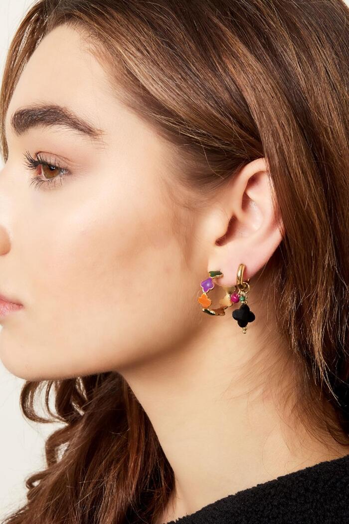 Boucles d'oreilles trèfle avec perles Gris & Or Acier inoxydable Image4