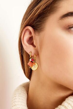 Boucles d'oreilles trèfle avec perles Gris & Or Acier inoxydable h5 Image2