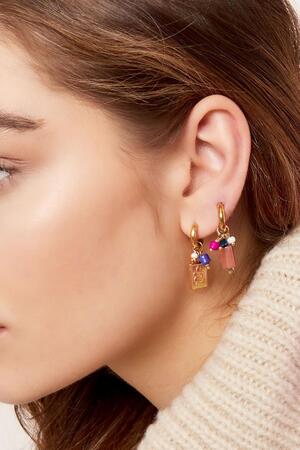 Earrings with colorful stones Gold Stainless Steel h5 Picture2