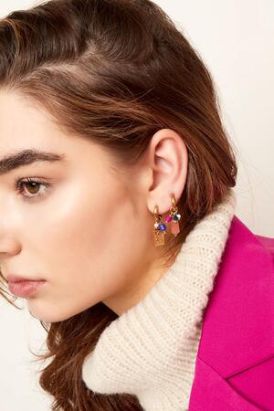 Earrings with colorful stones Gold Stainless Steel h5 Picture3