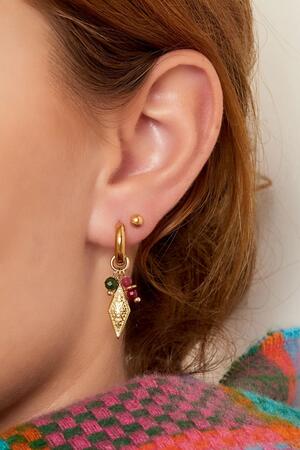 Earrings with diamond-shaped charm and beads Gold Stainless Steel h5 Picture3