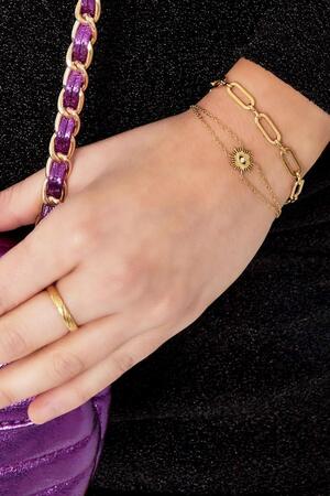 Bracelet double chain with charm Gold Stainless Steel h5 Picture2