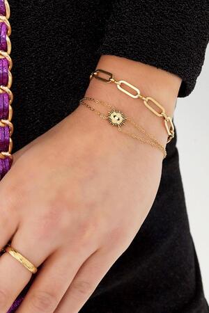 Bracelet double chain with charm Gold Stainless Steel h5 Picture3