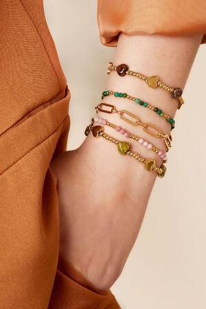 Bracelet perles colorées - Collection pierres naturelles Vert & Or Acier inoxydable h5 Image2