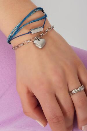 Armband touw met love bedel Blauw & Silver Rope h5 Afbeelding2