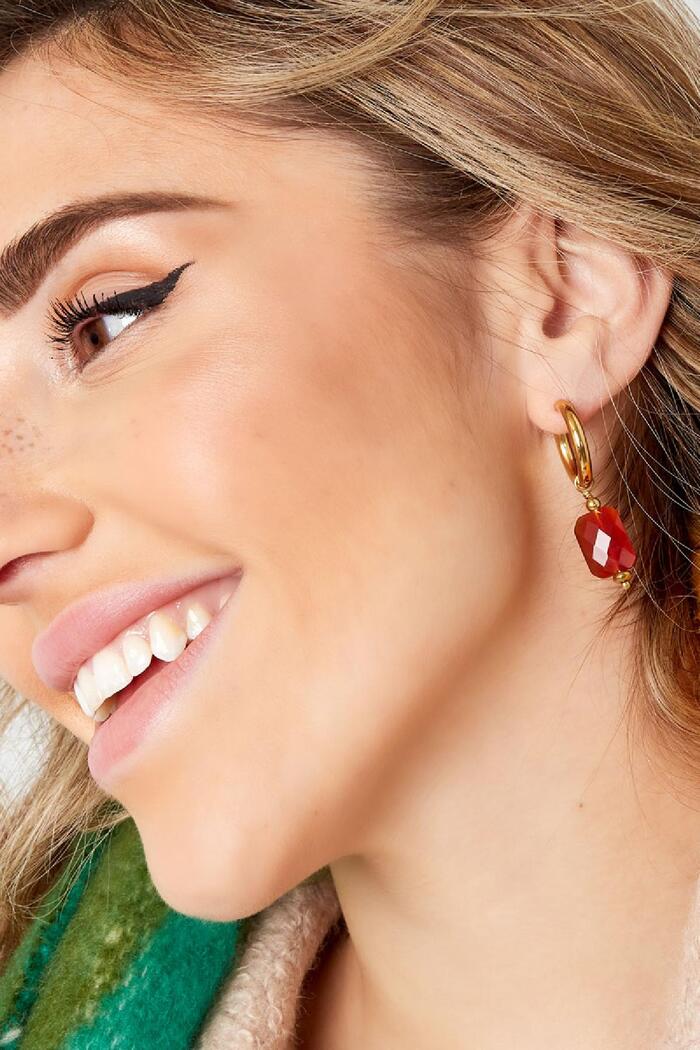 Boucles d'oreilles avec pendentif rectangulaire Rose & Argenté Acier inoxydable Image4