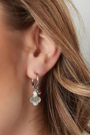 Boucles d'oreilles coeur fleur et perles Acier inoxydable h5 Image3