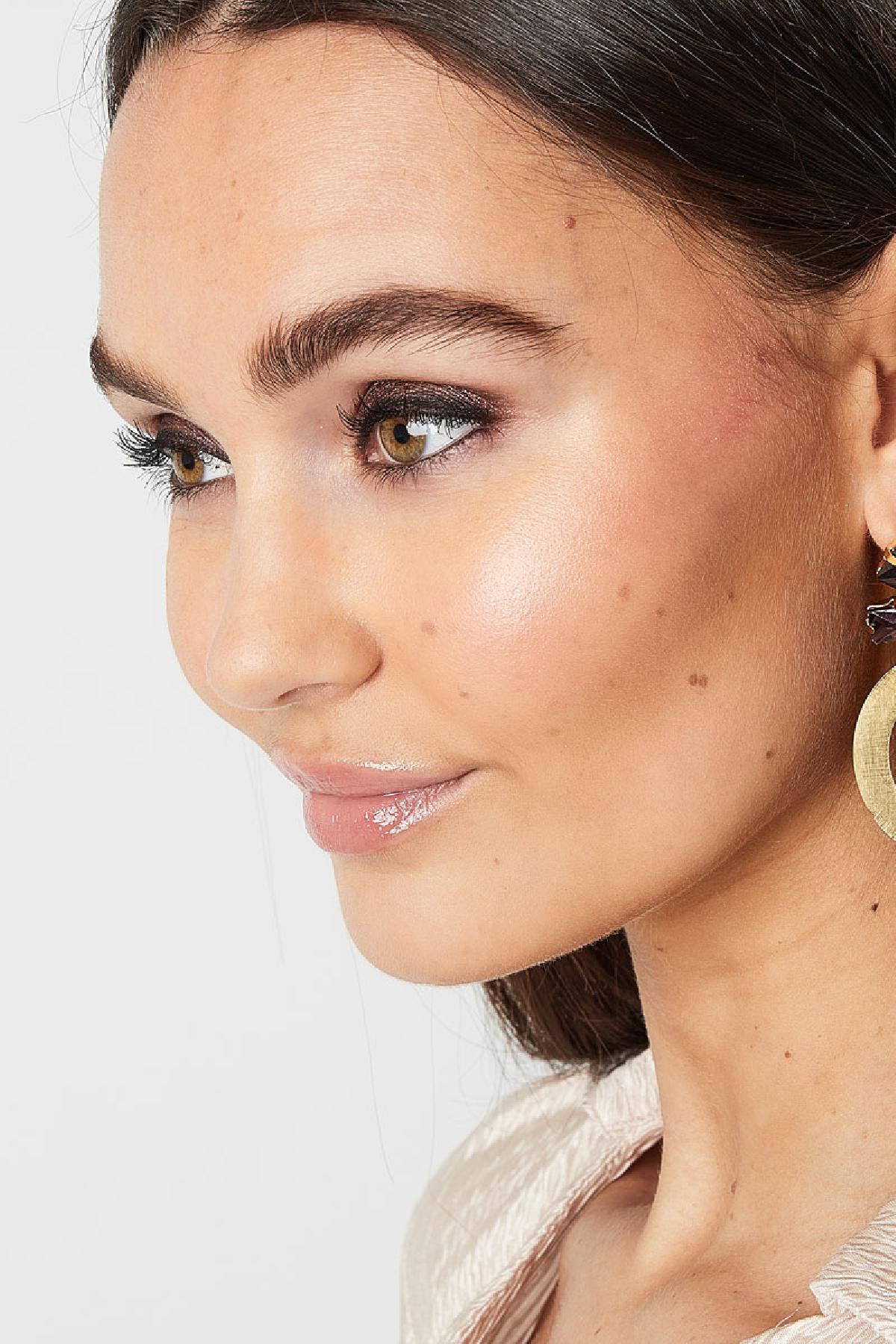 Boucles d'oreilles rondes avec perles de verre Gris et argent Acier inoxydable Image3