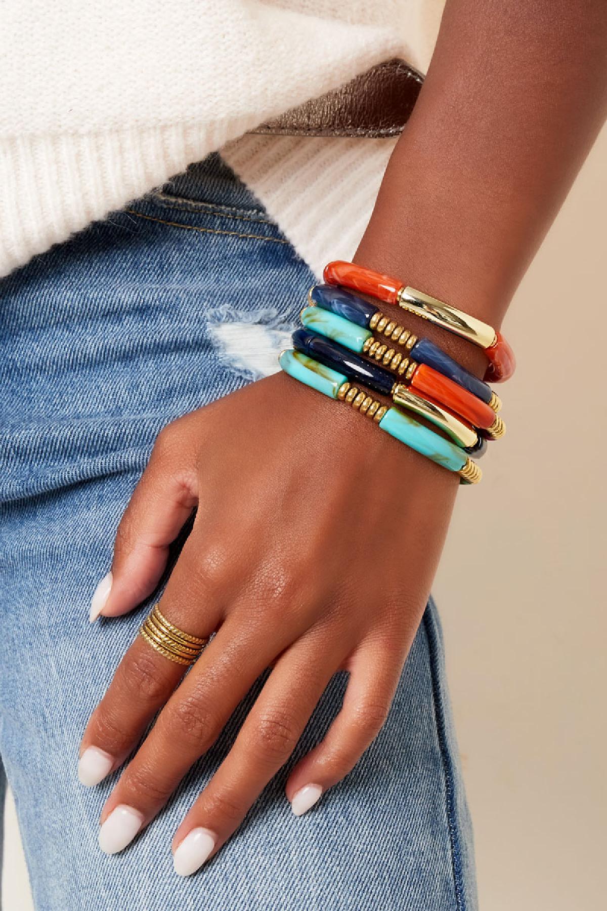 Tube bracelet with print Black & Gold Acrylic