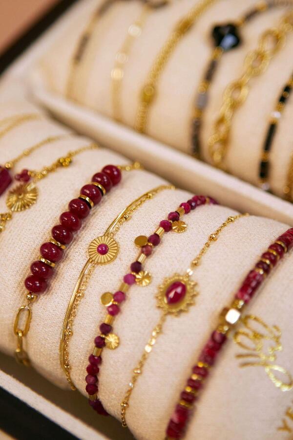 Bracelets affichage ensemble de bijoux coloré Rouge Acier inoxydable