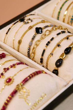 Conjunto de joyas de exhibición de pulseras piedras/perlas Oro Acero inoxidable h5 Imagen2