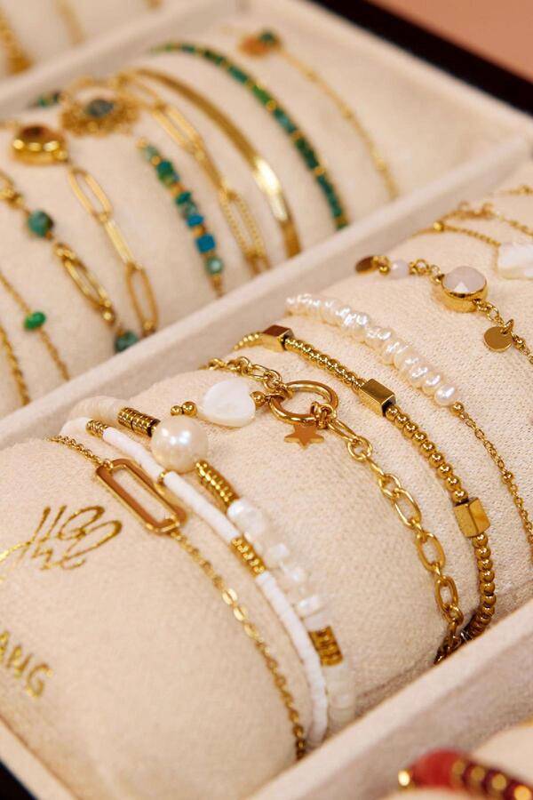 Conjunto de joyas de exhibición de pulseras concha marina Oro Acero inoxidable